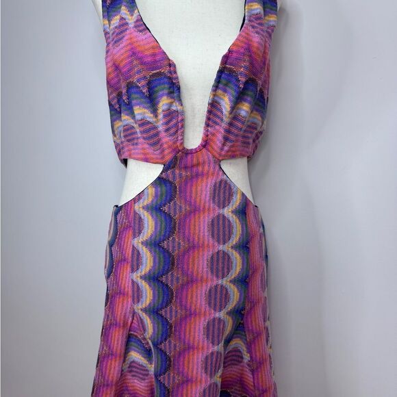 Ramy Brook Hana Cutout Knit Minidress Multi Wavey Knit Size 8 NWT - Picture 4 of 14